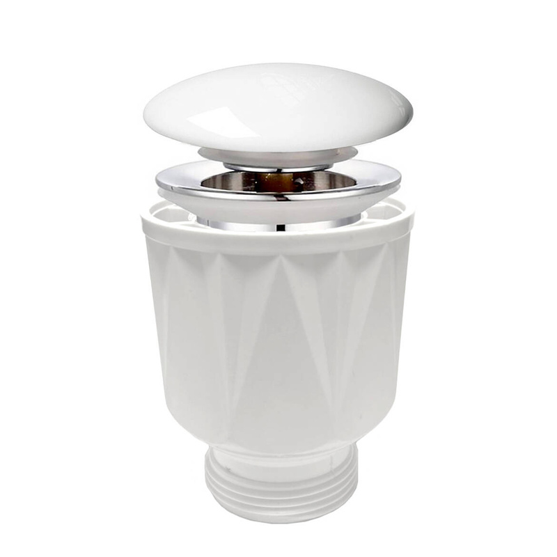 Korek Umywalkowy KLIK-KLAK biały ceramiczny uniwersalny z przelewem i bez przelewu