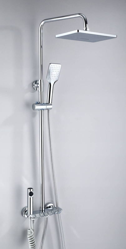 Zestaw natryskowy kolumna prysznicowa srebrna + bateria, słuchawka, bidetka MODERN CHROM