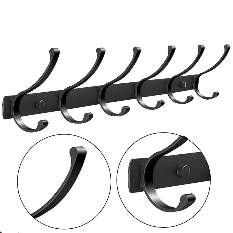 Wieszak łazienkowy FLOW czarny matowy 6-uchwytowy