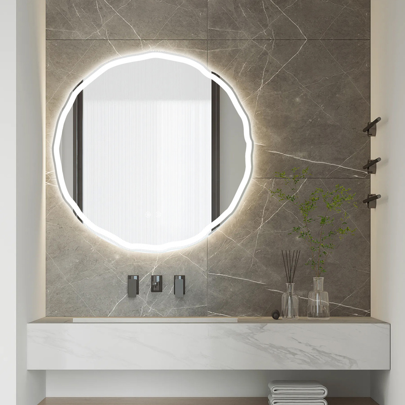 Lustro podświetlane LED 70 cm okrągłe nieregularne H-3002