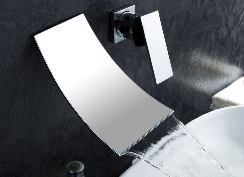 Bateria umywalkowa podtynkowa ścienna wodospad