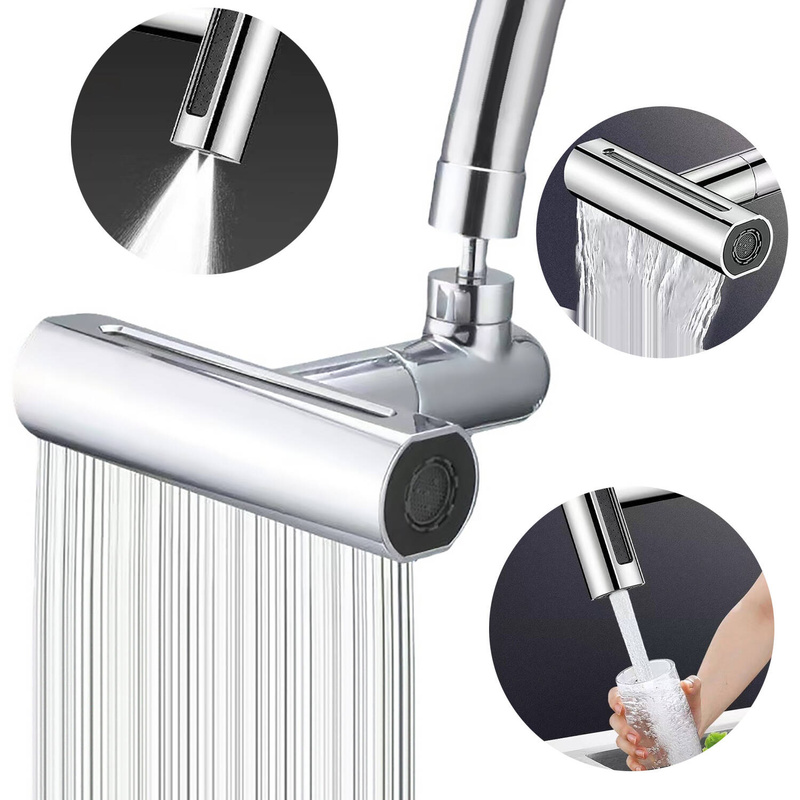 Perlator przedłużka rączka słuchawka do baterii kuchennej kranu 4-funkcyjna obrotowa 360 chrom