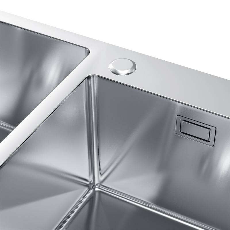 Zlewozmywak stalowy dwukomorowy 78x45 inox + syfon GRATIS