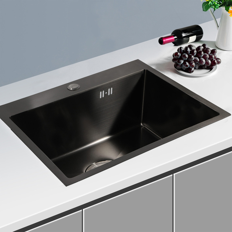 Zlewozmywak stalowy czarny grafitowy 40x50 + syfon GRATIS