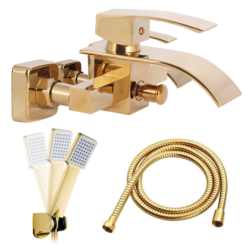 Bateria wannowa IDEAL złota z zestawem prysznicowym