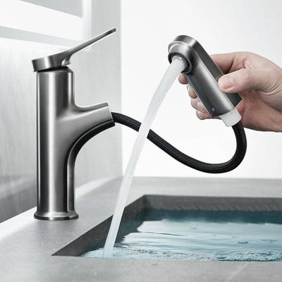 Bateria umywalkowa z wyciąganą wylewką PORTIA grafit