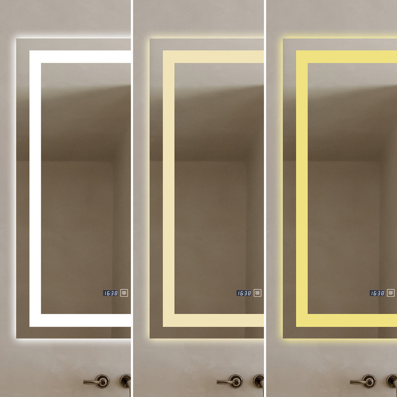 Lustro podświetlane LED 60x80 cm prostokątne J109 + zegar