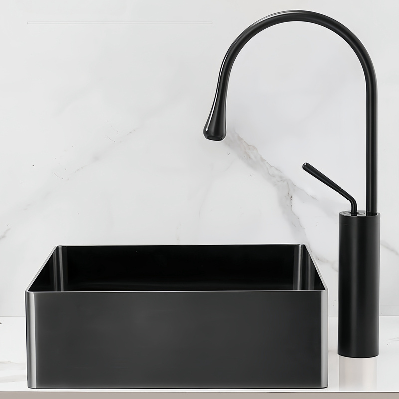 Umywalka stalowa nablatowa 50x35 czarna/grafitowa + korek KLIK KLAK