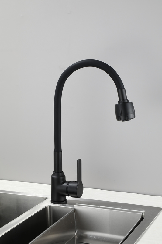 Bateria kuchenna czarna matowa ARCO – kran kuchenny z elastyczną wylewką, obrotowa 360°, 2 strumienie, perlator ECO