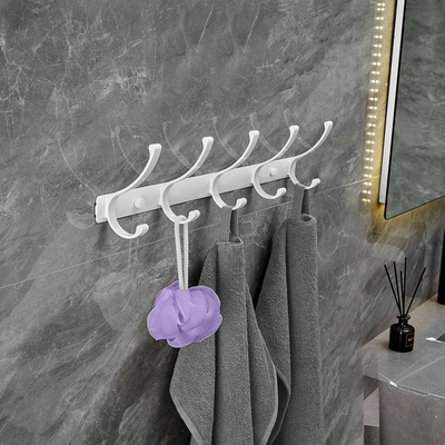 Wieszak łazienkowy FLOW biały w połysku 5-uchwytowy