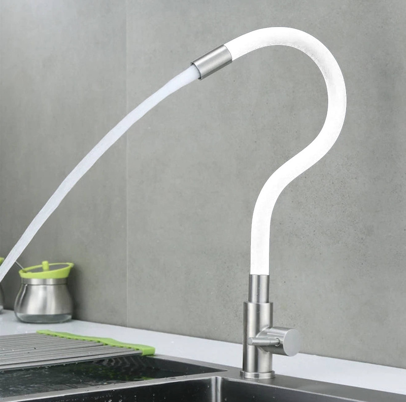 Wylewka do baterii kuchennej giętka flex biała 3/4