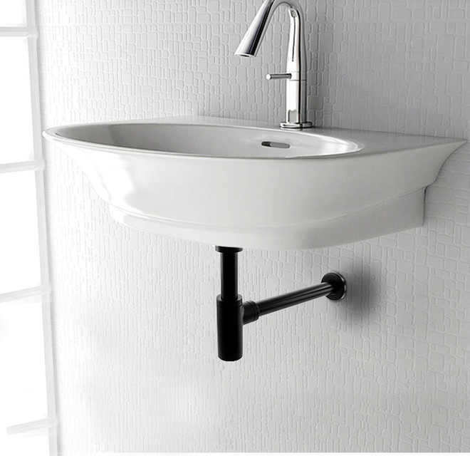 Syfon umywalkowy i korek Clack-Clack z przelewem czarny