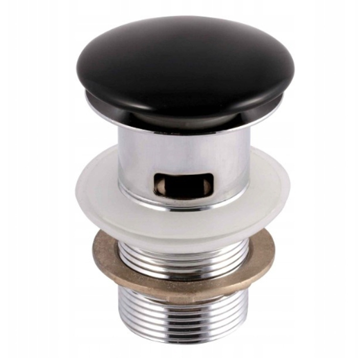 Korek umywalkowy KLIK-KLAK czarny z przelewem