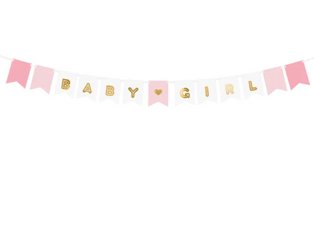 Girlanda papierowa BABY GIRL biało-różowa