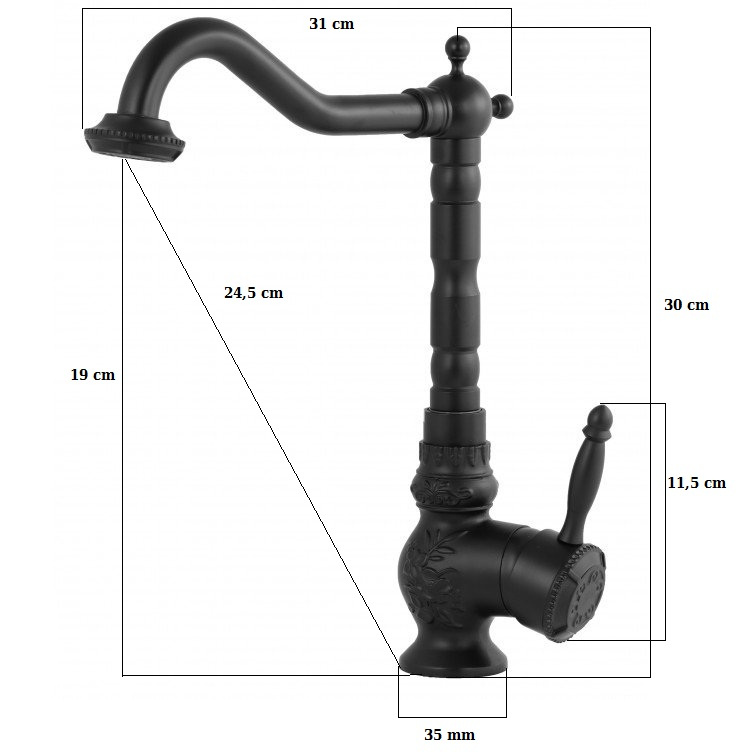 Bateria kuchenna czarna RETRO BLACK PATTERN