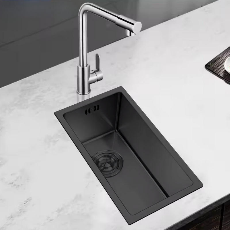 Zlewozmywak stalowy 22x44 czarny + syfon GRATIS podblatowy, podwieszany