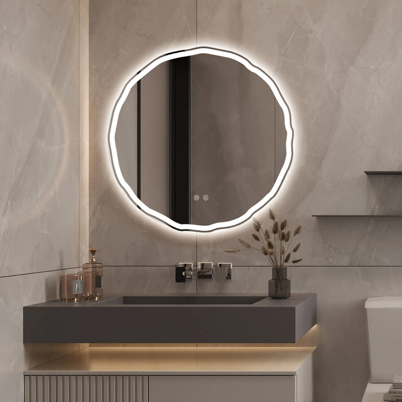 Lustro podświetlane LED 70 cm okrągłe nieregularne H-3002