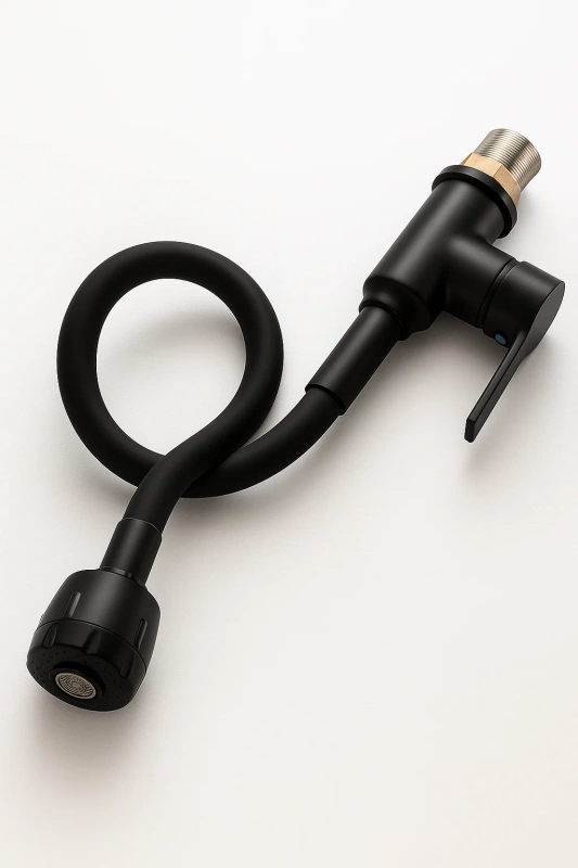 Bateria kuchenna czarna matowa ARCO – kran kuchenny z elastyczną wylewką, obrotowa 360°, 2 strumienie, perlator ECO