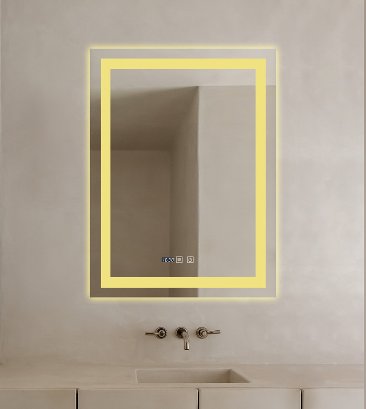 Lustro podświetlane LED 60x80 cm prostokątne J109 + zegar