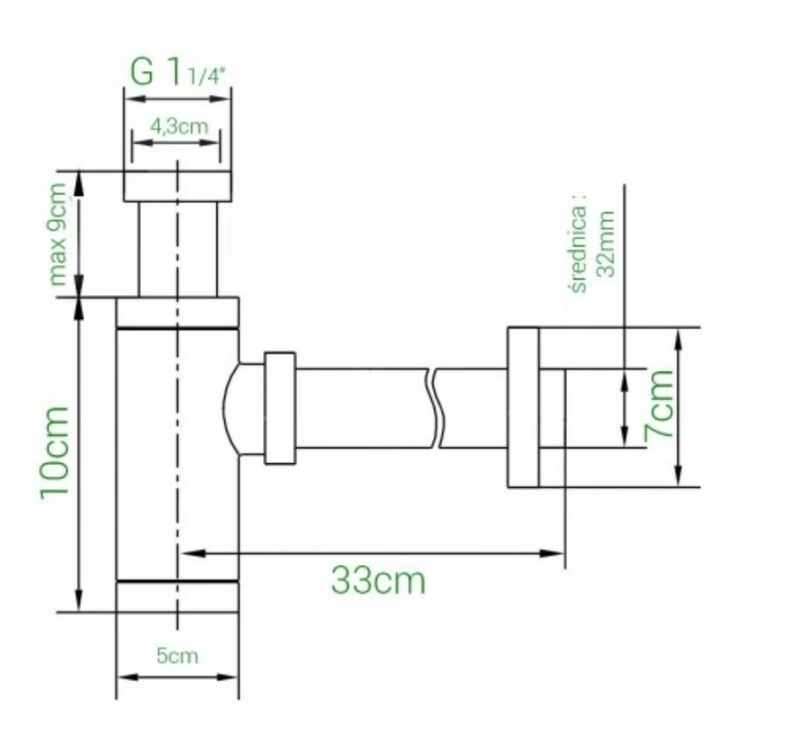 Syfon złoty+ korek click clack złoty bez przelewu