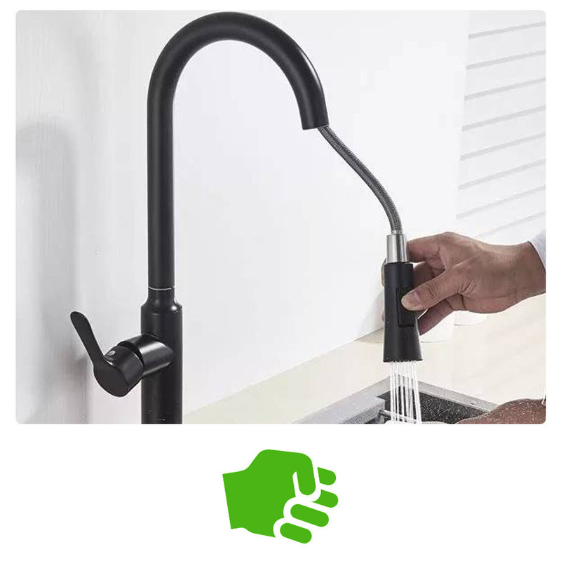 Bateria kuchenna z wyciąganą wylewką SIENA czarna