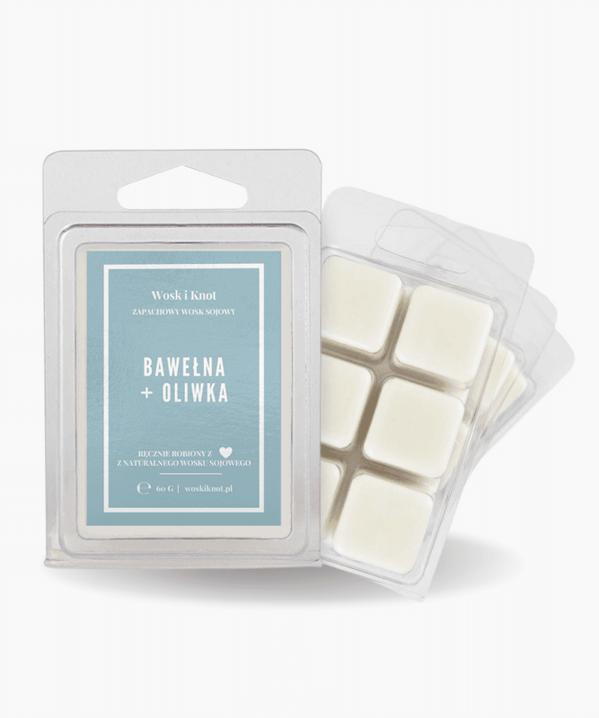 Wosk zapachowy sojowy do kominka Bawełna + Oliwka