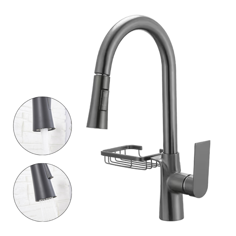 Bateria kuchenna z wyciąganą wylewką i półką LESTRE GRAPHIT