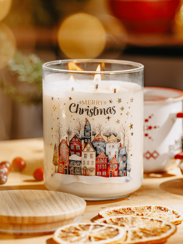 Świeca sojowa zapachowa ŚWIĄTECZNE MIASTECZKO 600ml