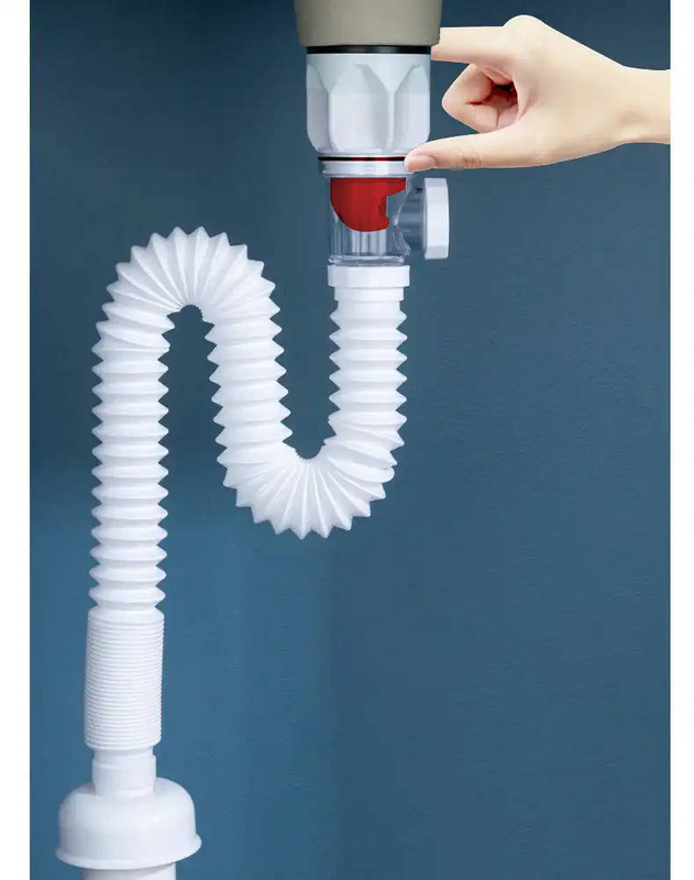 Syfon elastyczny i korek do umywalki bez przelewu