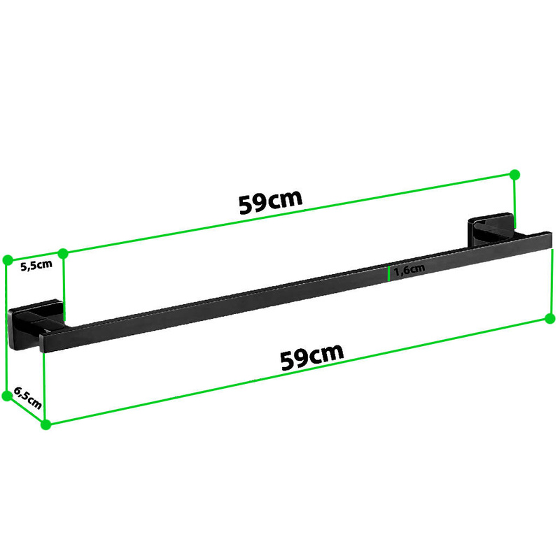 Wieszak na ręczniki naścienny długi czarny matowy