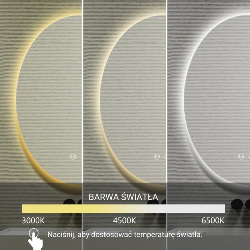 Lustro podświetlane LED 60x80 cm owalne H-3004 powiększające