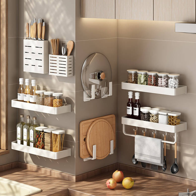 Półka łazienkowa wisząca biała LOFT 40cm z wieszakiem