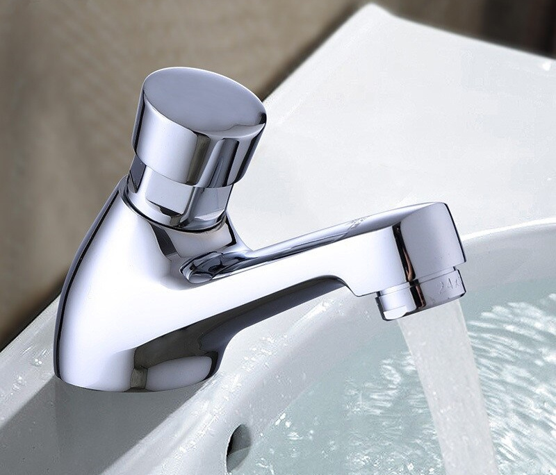 Bateria umywalkowa czasowa do wody mieszanej chrom