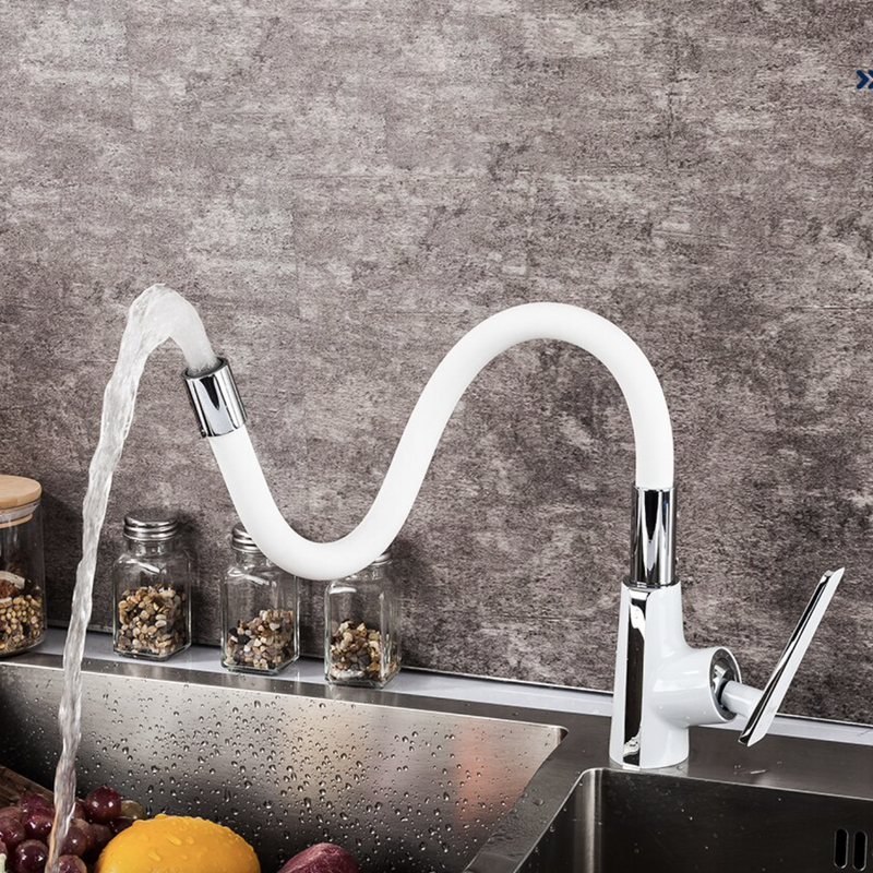 Wylewka do baterii kuchennej giętka flex biała 3/4