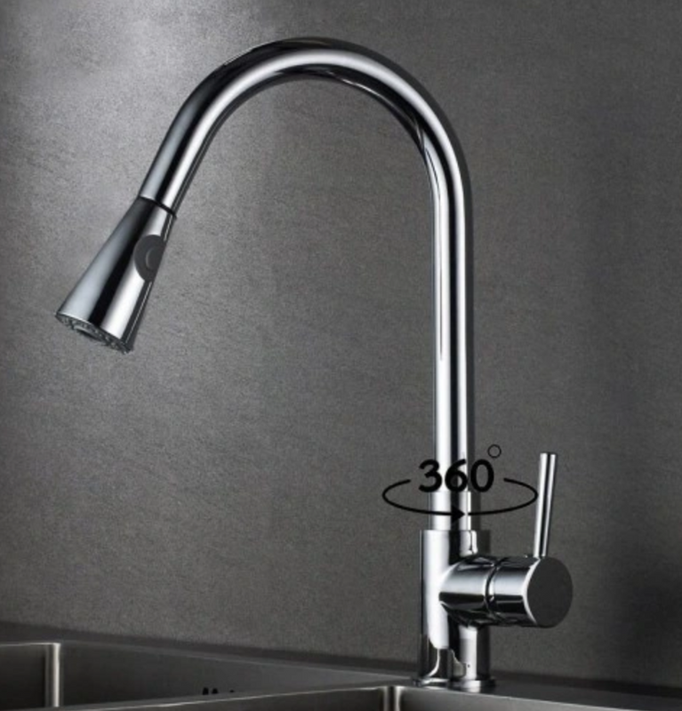 Bateria kuchenna z wyciąganą wylewką TUBO CHROM