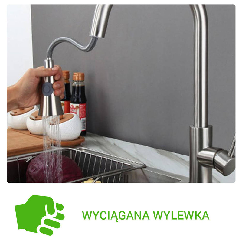 Bateria kuchenna wyciągana wylewka TUBO INOX