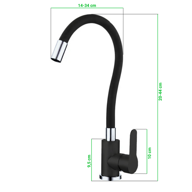 Bateria kuchenna wysoka flex elastyczna PEREA czarna - chrom