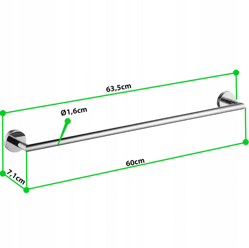 Wieszak długi na ręczniki łazienkowy chromowany