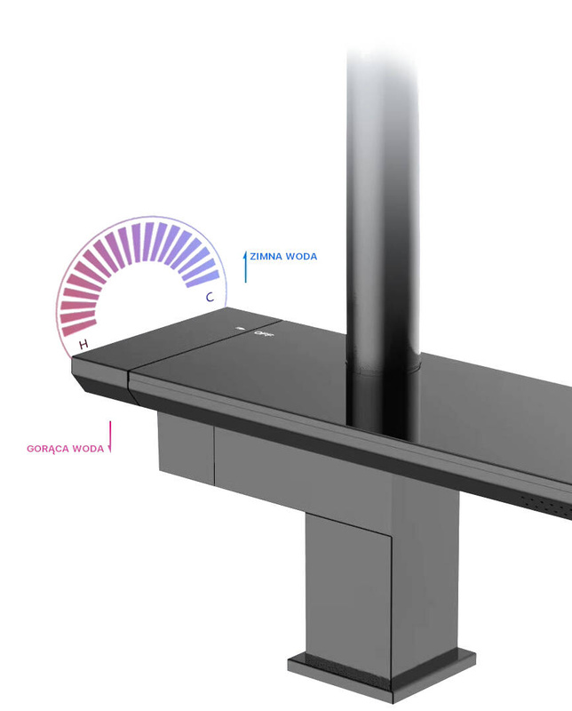 Bateria kuchenna WATERFALL z wyciąganą wylewką czarna mat
