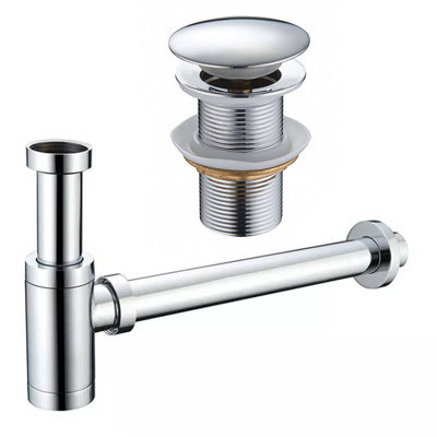 Zestaw syfon chrom + korek do umywalki bez przelewu