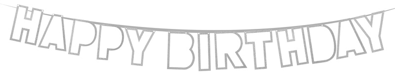 Girlanda HAPPY BIRTHDAY srebrna brokatowa