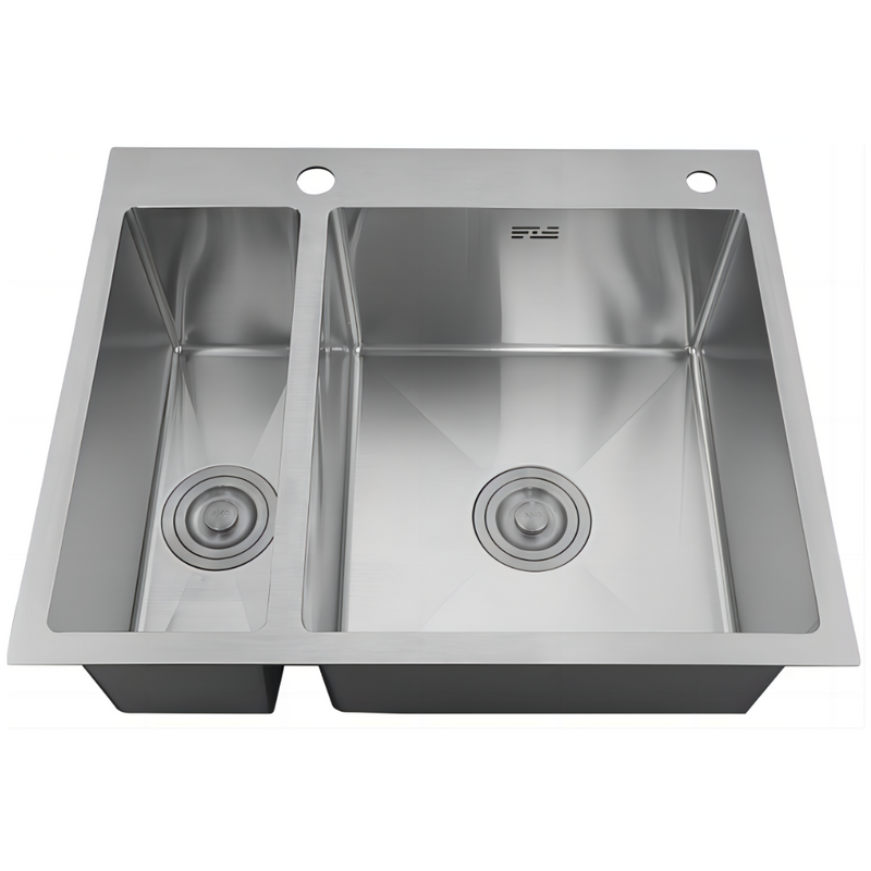 Zlewozmywak stalowy dwukomorowy 61x51 inox + syfon GRATIS