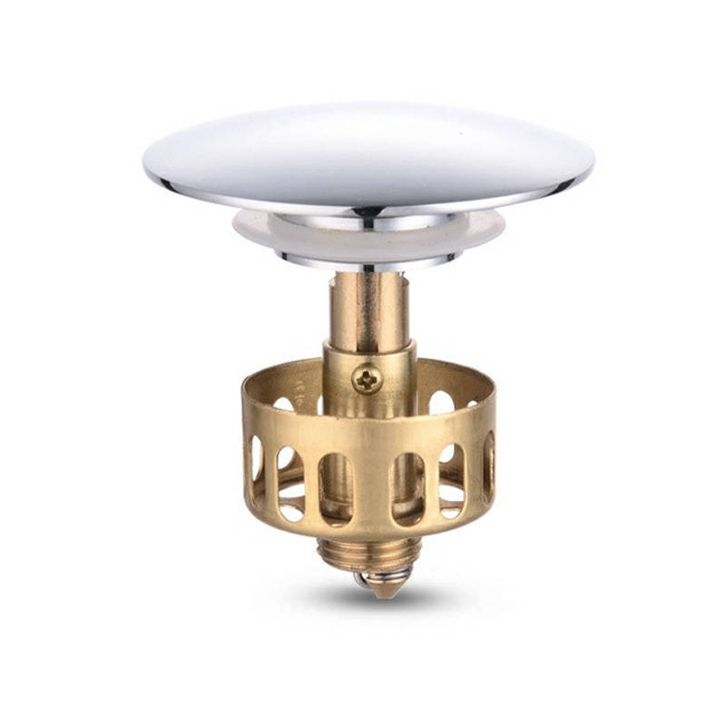 Korek umywalkowy KLIK-KLAK chromowany z przelewem z sitkiem