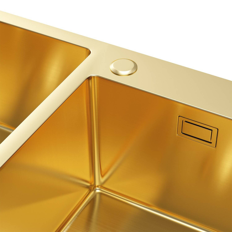 Zlewozmywak stalowy dwukomorowy 78x45 złoty + syfon GRATIS