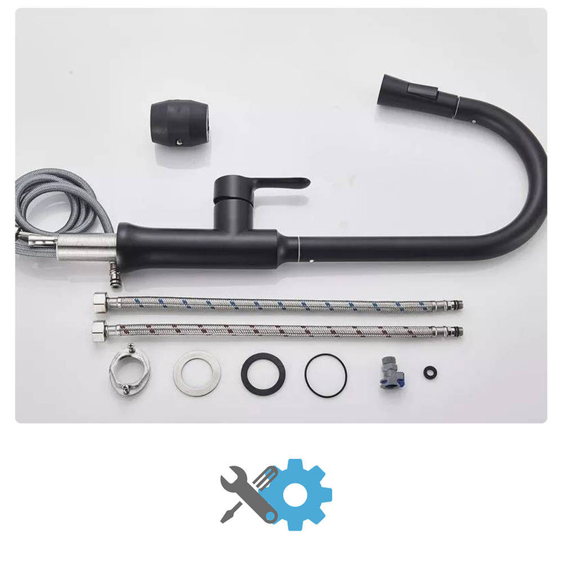 Bateria kuchenna z wyciąganą wylewką SIENA czarna