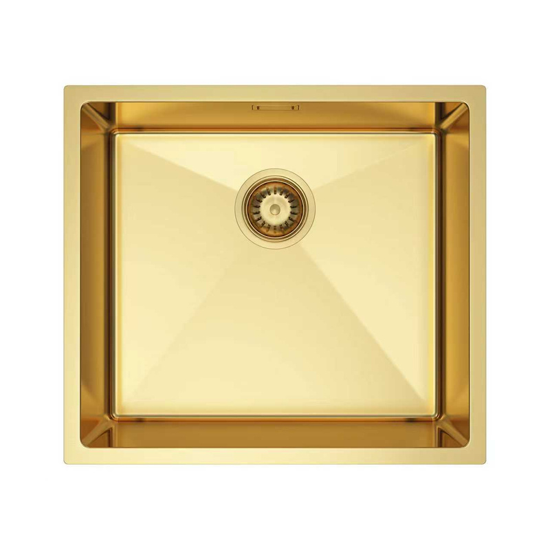 Zlewozmywak stalowy 49x44 złoty + syfon GRATIS podblatowy, podwieszany