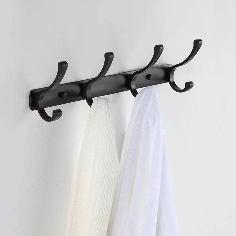 Wieszak łazienkowy FLOW czarny matowy 4-uchwytowy