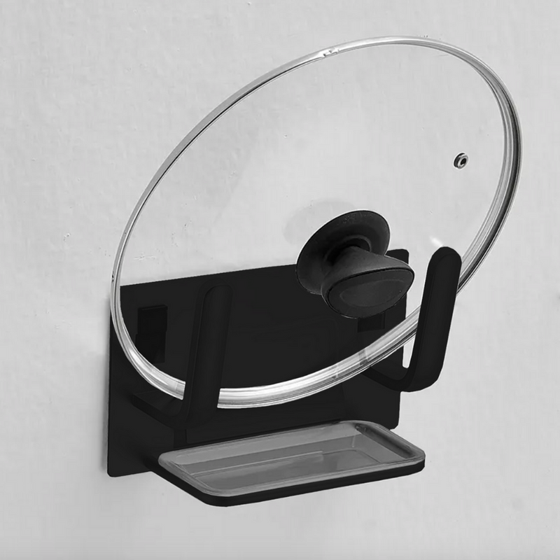 Uchwyt ścienny stojak na pokrywki czarny