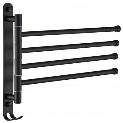 Wieszak łazienkowy czarny na ręczniki z regulacją
