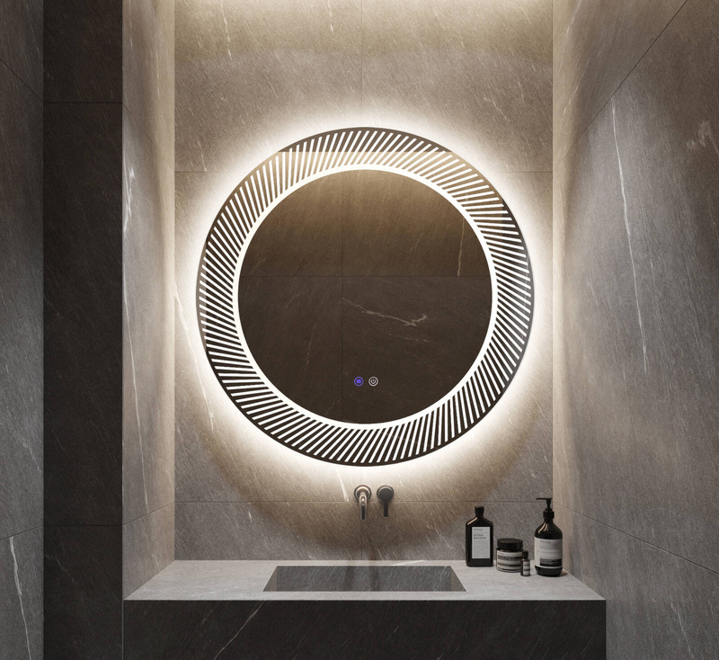 Lustro łazienkowe podświetlane LED dekoracyjne 80 cm okrągłe H2059